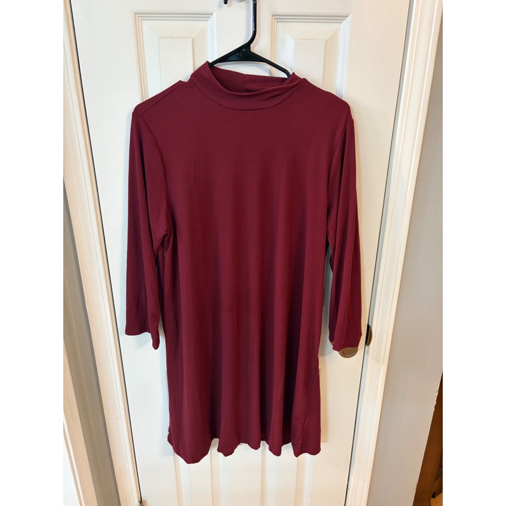 As U Wish Dress Womens XL Burgundy Mock Neck Long Sleeve Mini A-Line A9981524R